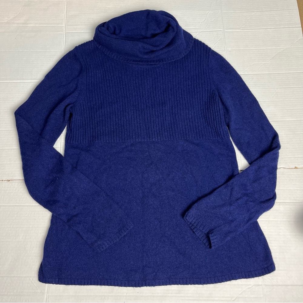 Banana Republic Luxury Cashmere Wool Blend Turtleneck Blue Sz Large Sweater Soft